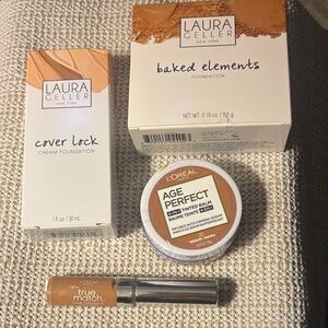 Laura Geller Baked Elements Foundation - honey -powder deep-Age Perfect M &bonus